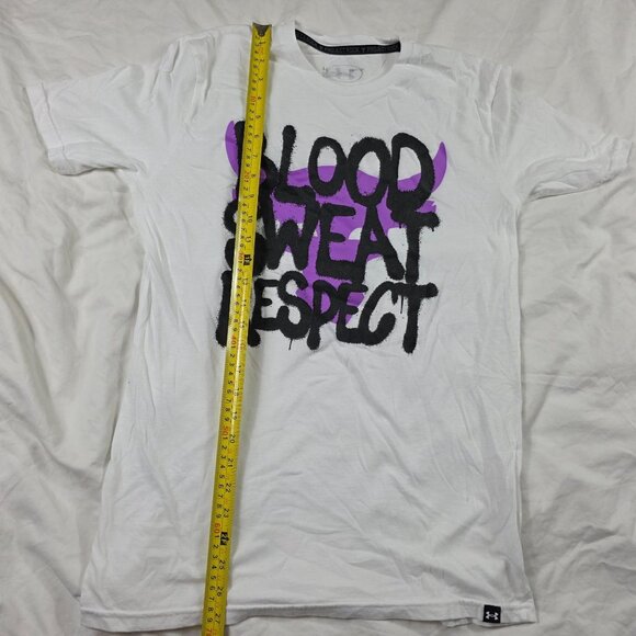 Under Armour Project Rock Q3 Payoff Mens Small White Shirt Blood Sweat Respect - Picture 7 of 8